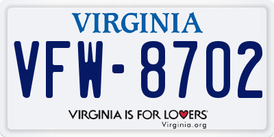 VA license plate VFW8702