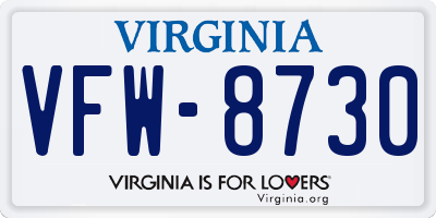 VA license plate VFW8730