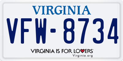 VA license plate VFW8734