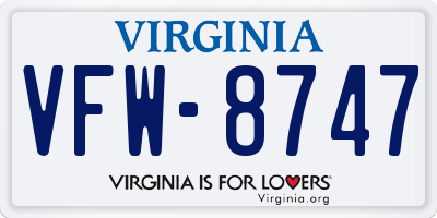 VA license plate VFW8747