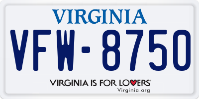VA license plate VFW8750