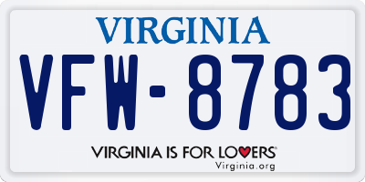 VA license plate VFW8783