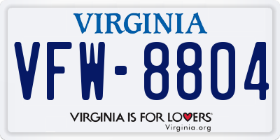 VA license plate VFW8804