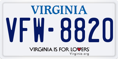 VA license plate VFW8820