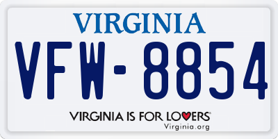VA license plate VFW8854