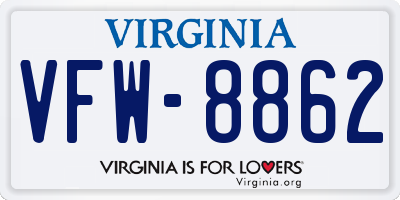 VA license plate VFW8862