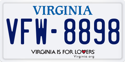 VA license plate VFW8898