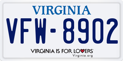 VA license plate VFW8902