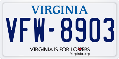 VA license plate VFW8903