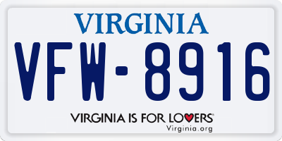 VA license plate VFW8916
