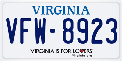 VA license plate VFW8923