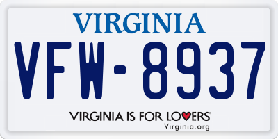 VA license plate VFW8937