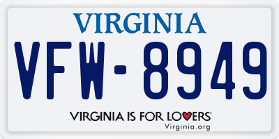 VA license plate VFW8949