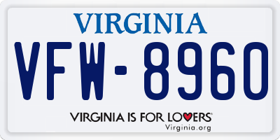 VA license plate VFW8960