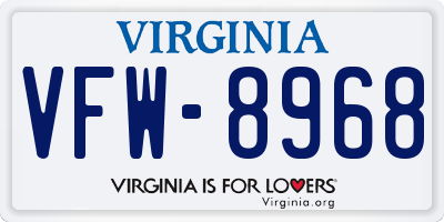 VA license plate VFW8968