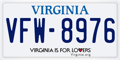 VA license plate VFW8976