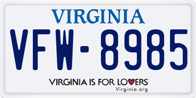 VA license plate VFW8985