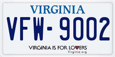 VA license plate VFW9002