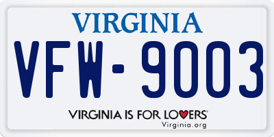 VA license plate VFW9003