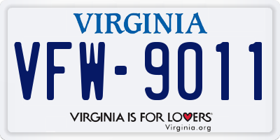 VA license plate VFW9011