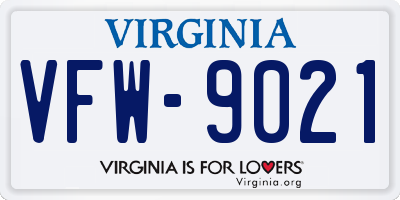 VA license plate VFW9021