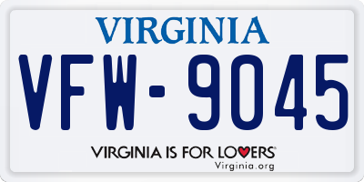 VA license plate VFW9045
