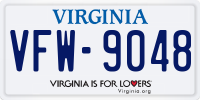 VA license plate VFW9048