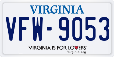 VA license plate VFW9053