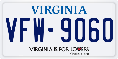 VA license plate VFW9060