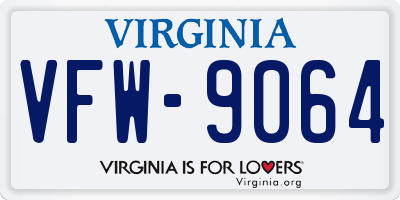 VA license plate VFW9064