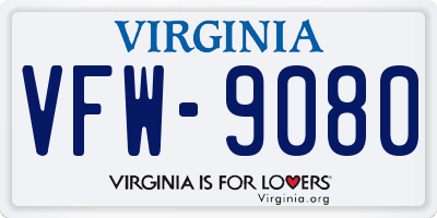 VA license plate VFW9080