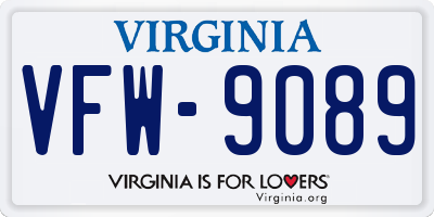 VA license plate VFW9089