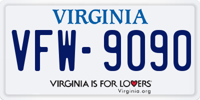 VA license plate VFW9090