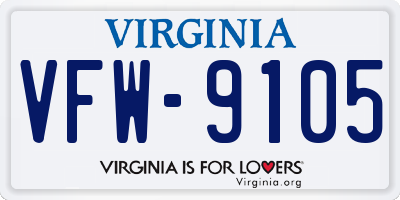 VA license plate VFW9105