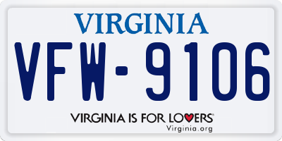 VA license plate VFW9106