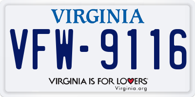 VA license plate VFW9116