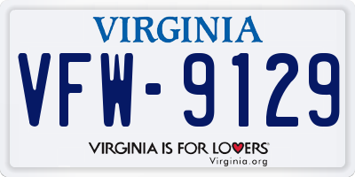 VA license plate VFW9129