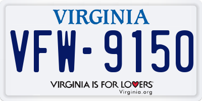VA license plate VFW9150