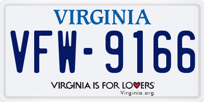 VA license plate VFW9166