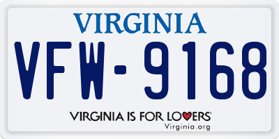 VA license plate VFW9168