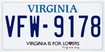 VA license plate VFW9178