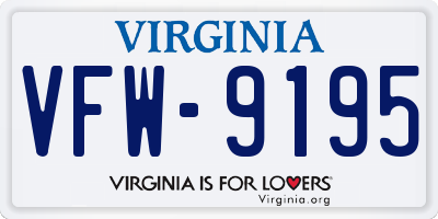 VA license plate VFW9195