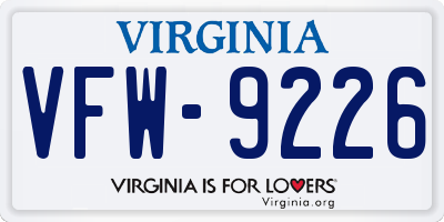 VA license plate VFW9226