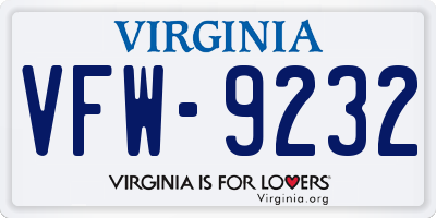VA license plate VFW9232