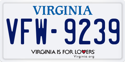 VA license plate VFW9239