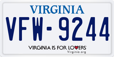 VA license plate VFW9244
