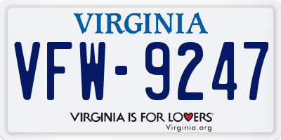VA license plate VFW9247