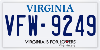 VA license plate VFW9249