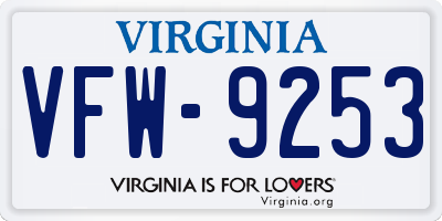 VA license plate VFW9253