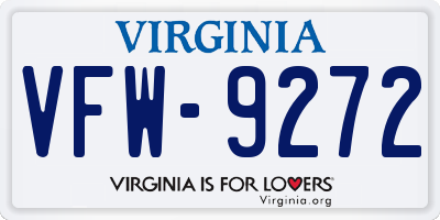 VA license plate VFW9272